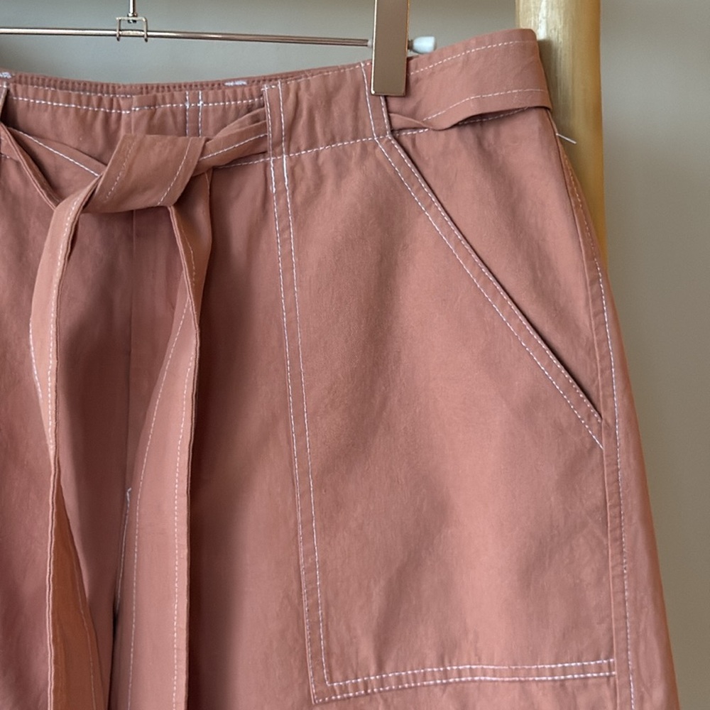 Lilla P Neutral Casual Bronze Cotton Canvas Tie Belt Shorts 6 - Picture 4 of 11